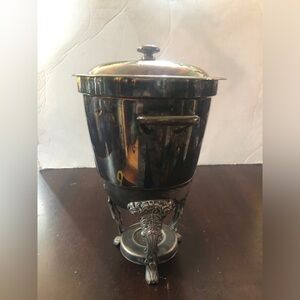 Vintage Silver Plated Upright Chafing Pot with Stand.